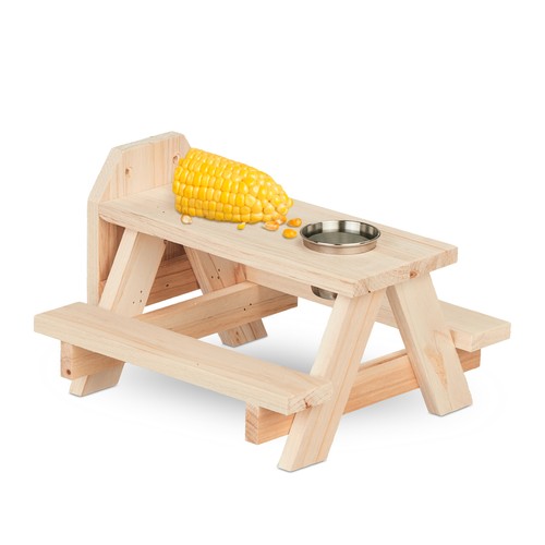 Squirrel feeder house table - house,