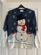Men’s medium M Christmas jumper novelty snowman Primark Navy