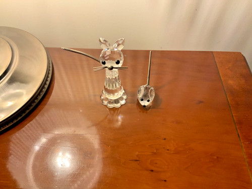 Swarovski silver crystal cat - swarovski,
