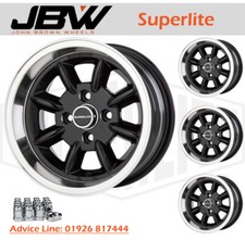 7x 13 Superlite Wheels Classic Ford Set of 4 Black
