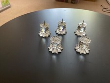 5 x  Swarovski Silver Crystal Pineapple Pin Candle Holders - VGC - No Box - 7600