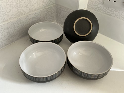 Denby jet stripe cereal - cereal, bowls