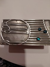 Vintage Handmade Rectangular Art Nouveau Pewter Trinket Box
