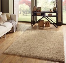 Small - Extra Large Thick Shaggy Shag Pile Light Golden Beige Sand Rug.Overstock