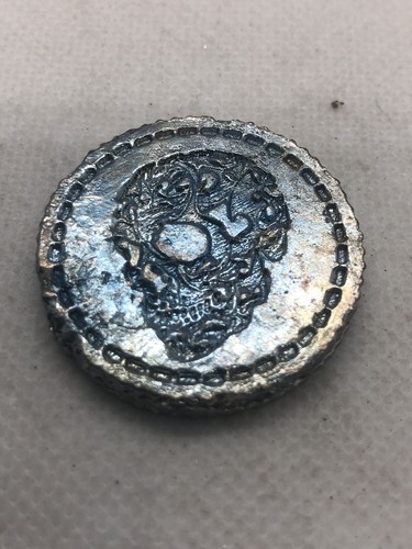 Bismuth crystal coins - bismuth, skull