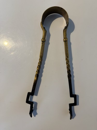 Antique brass fire tongs - tongs, 12
