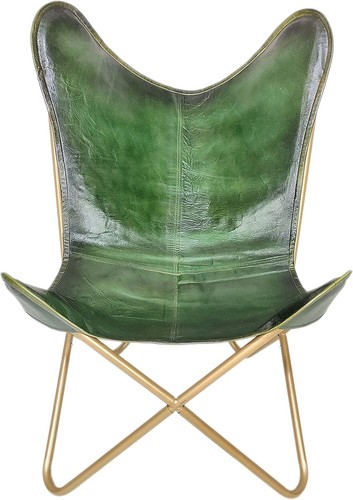 Green leather relax arm - green,