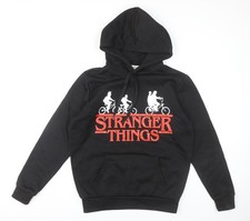 Stranger Things Men’s Black Pullover Hoodie Small Graphic Print
