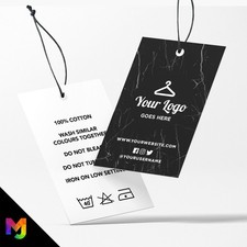 Custom Clothing Swing Tags Cards Printing | Black Marble White Modern Style