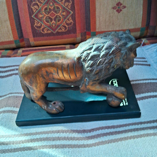 Solid brass lion sculpture - brass,