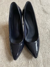 M&S Collection Navy Synthetic Patent Court Shoe
