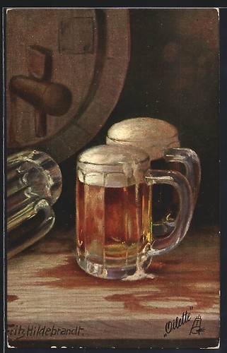 Artist postcard fritz - postcard,