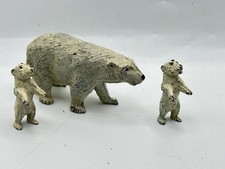 Timpo Zoo Animals Polar Bear And Cubs 1/32 Scale. Painted Lead Rare