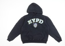 NYPD Black Pullover Hoodie Women Medium Cotton Blend Graphic Police Logo