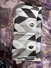 B&M Shower Curtain Grey Black and White Geometric Pattern