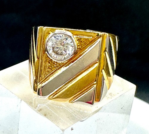 Mens gold ring two - tone, bezel