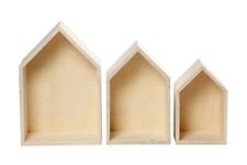 Wooden Shelves Shelf Plain Wall Hang Shape Of House Pine Wood with backboard