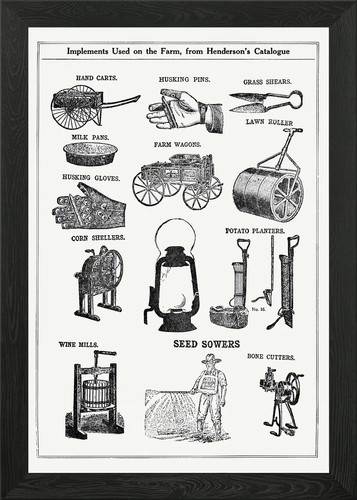 Vintage farming tools - farming, framed