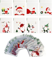 200 Christmas Clear Cellophane Bags Self-adhesive 3.9x3.9" Cookie Wrap Candy bag