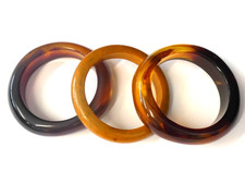 Vintage Butterscotch & Translucent Brown Bakelite/Resin Bangle Bracelets (Mar)