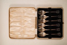 Set of 6 Sterling Silver Viner's Art Deco Spoons Sheffield 1939 [EV]