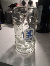 Vintage large glass beer mug - beer,