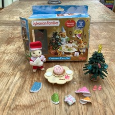 Sylvanian Families Christmas Party Set RARE Chocolate Rabbit Santa Tree Cakes