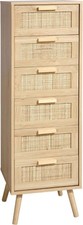 Finnhomy Rattan Chest of Drawers 6 Drawers Natural Beige Colour Boxed