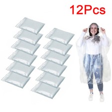 12Pcs Disposable Emergency Raincoat Waterproof Poncho Rain for Camping Hiking UK
