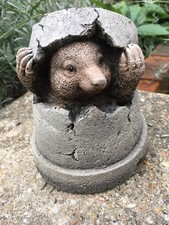 Cute Mole Hiding in A Pot Statue - Garden Ornament  - Hand Cast