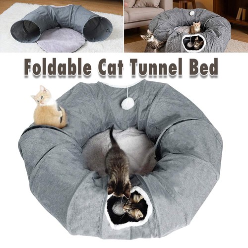 Foldable cat tunnel bed single - tunnel,