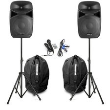 Vonyx VPS152A Portable PA Speaker System with Stands, Bluetooth & Bags