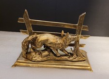 Vintage Brass Fox Letter Rack