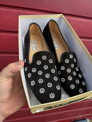 Italia black suede floral - hb,