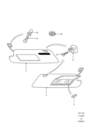 Land rover genuine sun visor - land,
