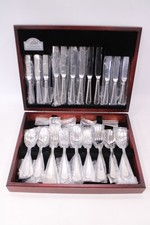Vtg GEORGE BUTLER 44 Piece 6 Person CUTLERY SET W/ Original Wooden Canteen - CD3