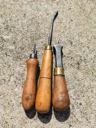 Vintage leather working tools - leather,