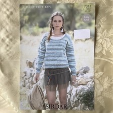Sirdar Crofter knitting pattern 7011. DK sweater Easy Knit 32-42" Original