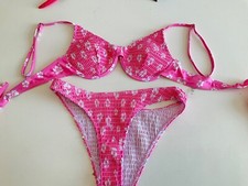 Pink shirred bikini small