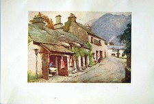 Old Antique Print *2552 1908 English Lakes Coniston Butchers Shop Cooper