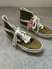 VANS Women SK8-Hi Trainers Khaki Leopard Print Size Uk 5 New With Tags-No Box