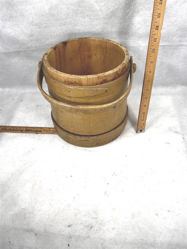 Antique firkin wooden bucket - firkin,