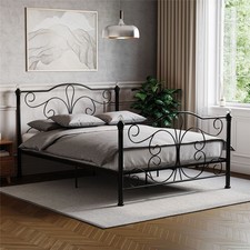 Metal Bed Frame Steel Double King Size Steel Bed Crystal Finial With Mattress