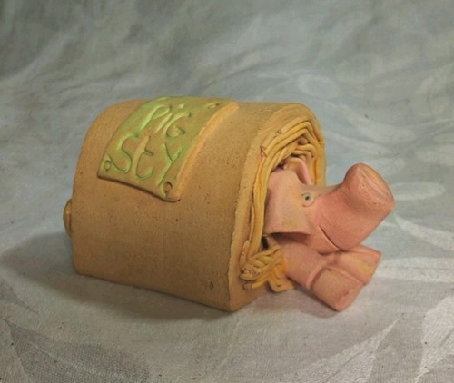 Vintage handmade pottery - handmade, pig