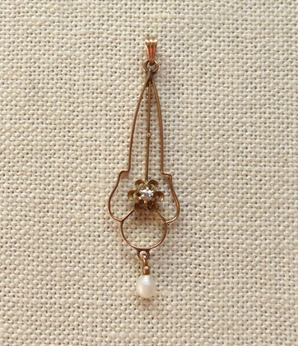 Antique edwardian lavalier 10k - edwardian,