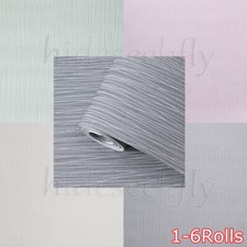 57M 3D Flock Stripe Bedroom Wallpaper Plain Non-woven Wall Paper Roll Home Decor