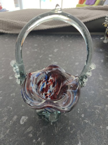 Vintage murano glass basket - vintage,