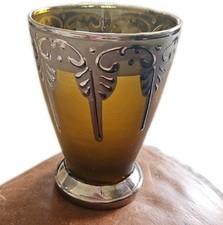 Amber Glass Art Deco Glass. 10Cm Tall Good Vintage Condition.