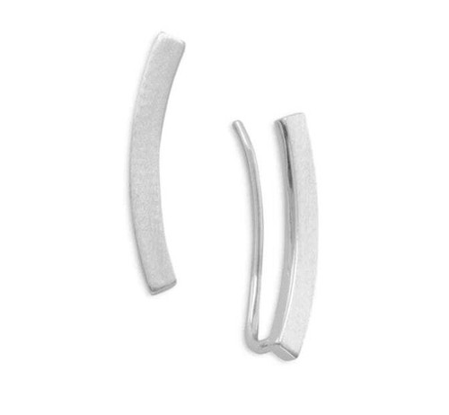 Rhodium plated curved bar - plated, ear