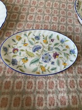 Minton Blue Haddon Hall Oval Condiment Tray 8½x5 Floral 2nd (tiny paint smudge)